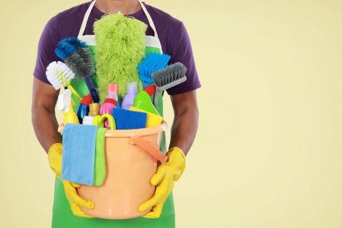 Deep cleaning supplies arranged for a thorough home cleaning session