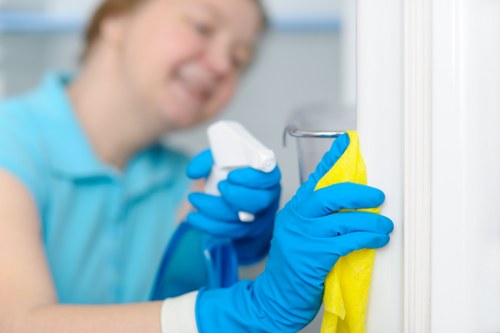 Bathroom move out cleaning with disinfected surfaces