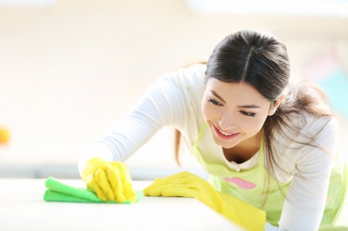 Cleaner vacuuming carpets during a one off cleaning appointment